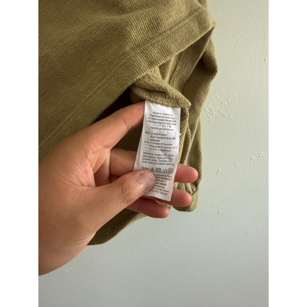 Madewell | Olive Green 1/2 Button Up Textured Long Sleeve Pullover Casual Preppy - Picture 6 of 11